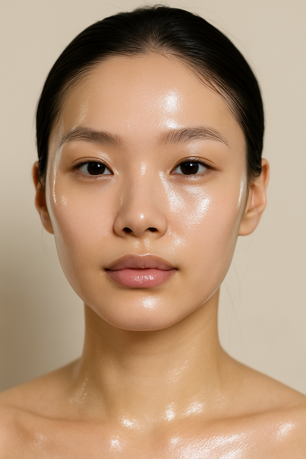 Glass skin look showing hydrated, smooth skin achieved through Korean skincare routine