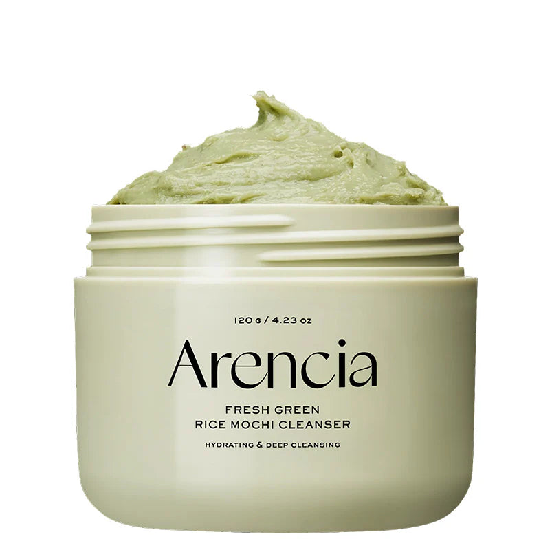 Jar of Arencia Fresh Green Rice Mochi Cleanser on a white background